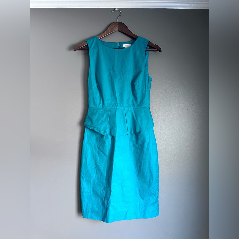 J.Crew Structured Sleeveless Peplum Midi Dress- Green - Size 00